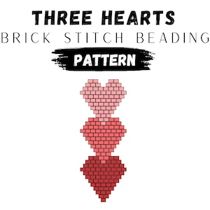 Patron de boucles d'oreilles coeur Brick Stitch : Saint-Valentin Miyuki Delica (Patron PDF)