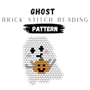 Patrón de pendientes de puntada de ladrillo con calabaza fantasma (patrón en PDF)