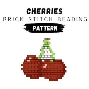 Cherry Brick Stitch Earring Pattern: Miyuki Delica Beaded Fruit (PDF Pattern)
