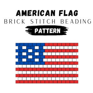 American Flag Brick Stitch Earring Pattern: Miyuki Delica (PDF Pattern)