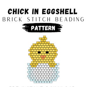 Chick in Eggshell Earrings Brick Stitch Pattern (PDF Pattern)
