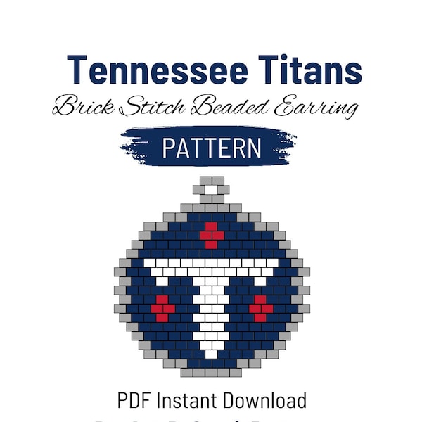 Tennessee Titans Brick Stitch Earring Pattern NFL Brick Stitch Pattern Football Earring Pattern Miyuki Delica Brick Stitch Pattern