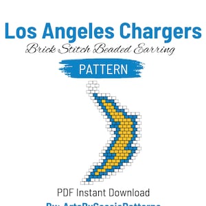 Los Angeles Chargers Brick Stitch Earring Pattern NFL Brick Stitch Pattern Football Earring Pattern Miyuki Delica Brick Stitch Pattern