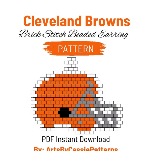 Cleveland Browns Brick Stitch Earring Pattern NFL Brick Stitch Pattern Football Earring Pattern Miyuki Delica Brick Stitch Pattern