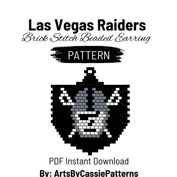 Las Vegas Raiders Brick Stitch Earring Pattern NFL Brick Stitch Pattern Football Earring Pattern Miyuki Delica Brick Stitch Pattern
