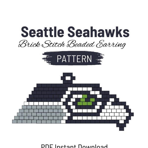 Seattle Seahawks Brick Stitch Earring Pattern NFL Brick Stitch Pattern Football Earring Pattern Miyuki Delica Brick Stitch Pattern