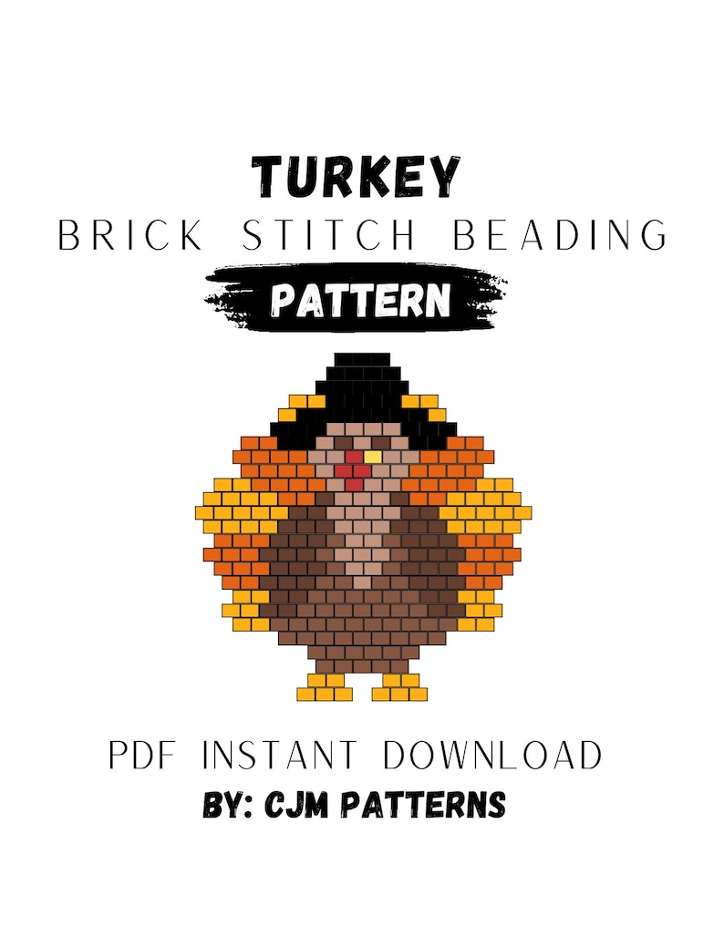 Turkey Brick Stitch Earring Pattern: Thanksgiving Miyuki Delica (PDF ...