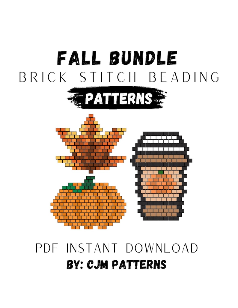Fall Brick Stitch Earring Patterns: Thanksgiving Miyuki Delica (PDF ...