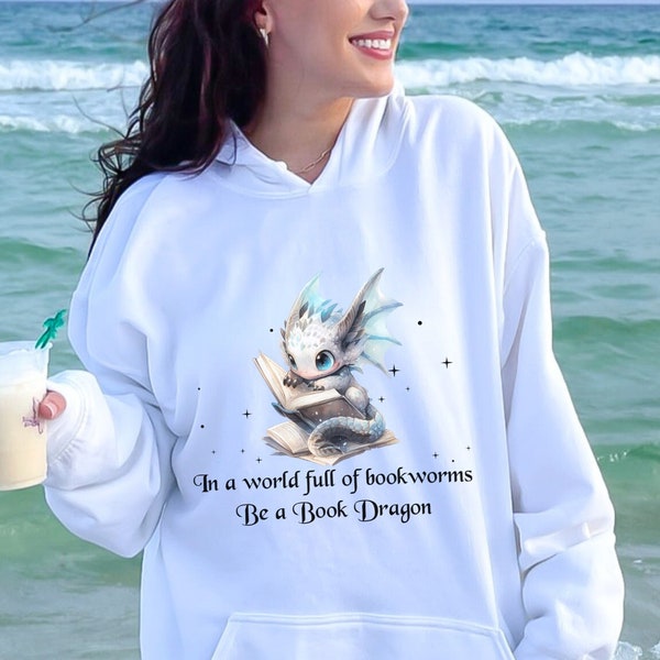 Cute Dragon Hoodie/Dragon Reading Shirt/Book Dragon Shirt/Bookdragon/Book Club Shirt/Book Shirt/Book Lover Gift/Bookworm Gifts/Bookish Gifts
