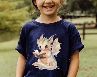 Book Dragon Shirt, Book Dragon, Reading Shirt, Book Lover Gift, Book Lover Shirt, Baby Dragon, Cute Dragon, Girl Shirt, Kids Shirt, Tshirt