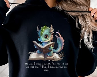 Niedlicher Drache Hoodie, Drache Hoodie, Buch Drache, Buch Drache Shirt Buch Drache Sweatshirt, Drache, Drache Geschenke Bücherwurm Geschenke, Bücherwurm Geschenke