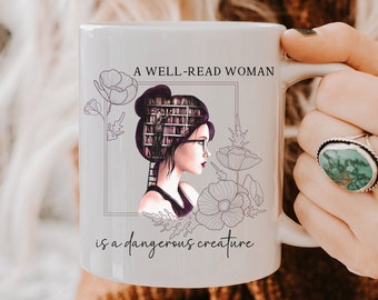 A Well Read Woman Library Mug, Bookworm Mug, Bookish Things, Bookish Mug, Book Mug/Librarian Mug/Book Lover Mug/Literature Mug/Bookish Gifts