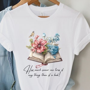 Jane Austen T Shirt, Jane Austen Shirt, Jane Aus, Open Book With Flowers,, Jane Austen Gifts, Jane Austen, Jane Austen Shirts Womens Tshirts
