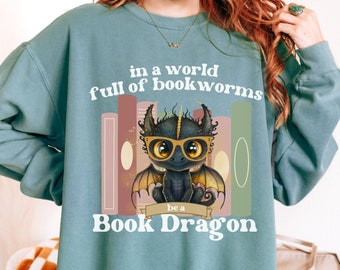 Bookdragon Shirt/Dragon Reading Shirt/Bookworm Sweatshirt/Book Dragon Shirt/Dragon Sweatshirt/Book Lover Gift/Bookworm Gifts/Bookish Gifts