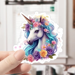 Niedlicher Einhorn-Aufkleber, Pferdeaufkleber, Einhorn-Aufkleber, Einhorn-Liebhaber-Geschenk, Märchenaufkleber, Einhorn, Einhörner Journal Aufkleber, Aufkleber