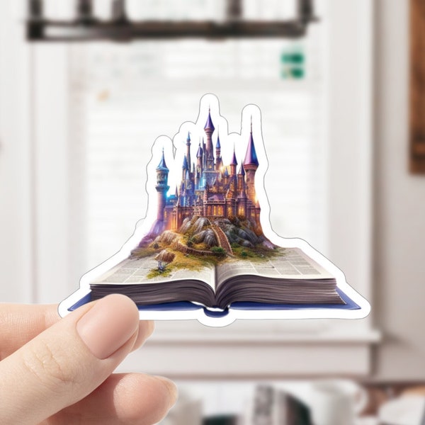 YA Book Stickers, Fairytale Books, Castle Sticker, Open Book Sticker, Fairytale Stickers, Story Book, Book Stickers, Journal Stickers