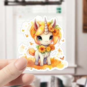 Herbst Einhorn, niedlicher Einhorn Aufkleber, Pferd Aufkleber, Einhorn Aufkleber, Einhorn Liebhaber Geschenk, Herbst Aufkleber, Einhorn, Einhörner, Journal Aufkleber