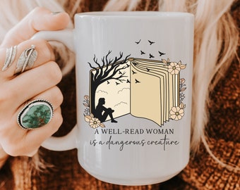 A Well Read Woman Library Mug, Bookworm Mug, Bookish Things, Bookish Mug, Book Mug/Librarian Mug/Book Lover Mug/Literature Mug/Bookish Gifts
