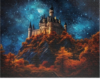 A Castle in Autumn 500 Piece Puzzle - Fall Puzzle, 500 Pieces Puzzle, 500 Piece Puzzles, Hostess Gift Thanksgiving, Fall Gifts for Women