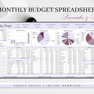 Monthly Budget Spreadsheet Google Sheets Budget Template, Budget Sheet, Expense Tracker, Savings Tracker, Budget Planner Financial Dashboard