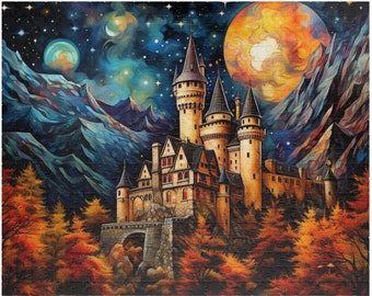 A Castle in Autumn 500 Piece Puzzle - Fall Puzzle, 500 Pieces Puzzle, 500 Piece Puzzles, Hostess Gift Thanksgiving, Fall Gifts for Women