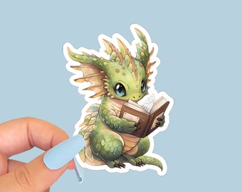 Watercolor Dragon Sticker, Book Dragon Sticker, Bookwyrm, Dragon Reading, Book Stickers Book Dragon Bookdragon Dragon Lovers Gifts -stickers