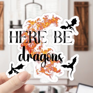 Hier zijn draken, Dragon sticker, epische draak, Dragon Dragon, Dragon minnaar cadeau, laptop stickers, planner stickers dagboek stickers-stickers