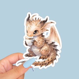Coffee Dragon, Watercolor Dragon Sticker, Baby Dragon, Dragon Lover Gift, Cute Dragon, -stickers, &#39; stickers, &#39; sticker, Journal Stickers