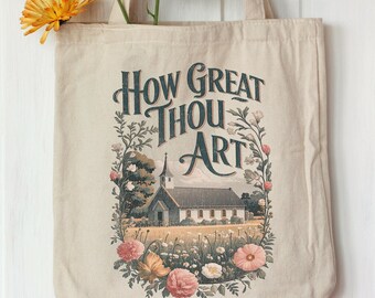Bolso de mano "Cuán Grande Eres Tú", bolso de mano para mamás que educan en casa, bolso de mano para maestras cristianas, bolsos de mano cristianos para mujeres, bolso de mano cristiano de lona, regalo piadoso