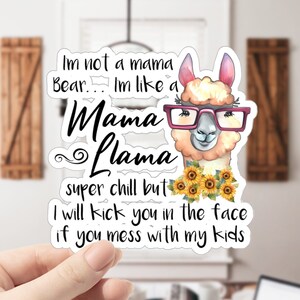 Autocollant de maman lama, maman lama, autocollant de lama, autocollants de lama, lama avec des lunettes, cadeaux de lamas, cadeaux de lama, autocollants drôles, autocollant drôle