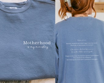 La maternité est mon ministère, sweat-shirt école-maison, sweat-shirt maman école-maison, sweat-shirt chrétien, cadeau soeur chrétienne, cadeau maman chrétienne