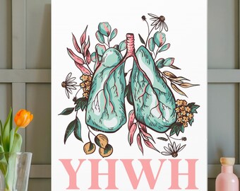 YHWH Every Breath Speaks His Name Canvas, YHWH Art, Christian Wall Art, Worship Decor, Hebrew Scripture Print, Faith Gift, Breath of God Art