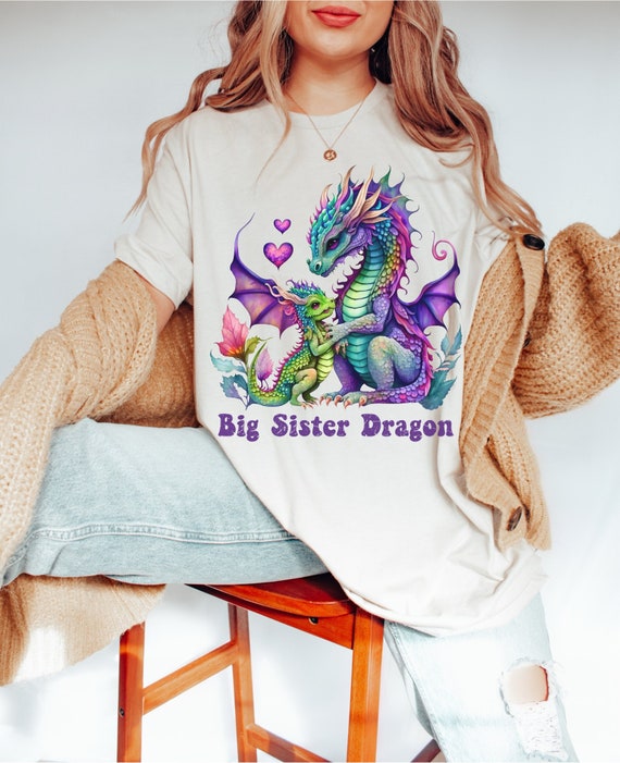 Chemise grande soeur t shirt imprime dragon bebe dragon chemise amateur de dragon cadeaux dragon pour femme idees cadeaux grande soeur cadeau amateur de dragon Etsy France