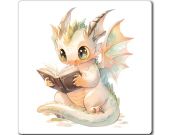 Drachen-Magnet, Buch-Drache, Baby-Drache, Buch-Liebhaber-Geschenke, niedlicher Drache, Kaffee-Magnet, Buch-Magnete, Kühlschrank-Magnete, Kühlschrank-Magnete niedlich