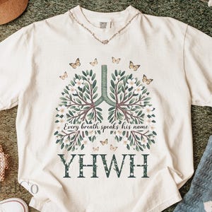 Every Breathe Speak His Name, YHWH Lung Yahweh Shirt YHWH Lungs Shirts Comfort Colors Religious Shirt Christian Minimalist Shirt Faith Gifts