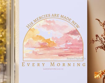 His Mercies Are New Every Morning Canvas, Christian Wall Art, Bible Verse Canvas, Scripture Decor, Religious Home Decor, Faith Sign