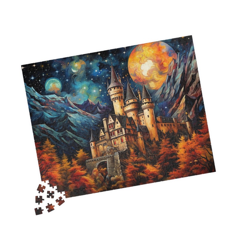 A Castle in Autumn 500 Piece Puzzle - Fall Puzzle, 500 Pieces Puzzle, 500 Piece Puzzles, Hostess Gift Thanksgiving, Fall Gifts for Women image 3