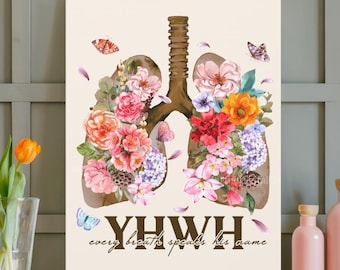 YHWH Every Breath Speaks His Name Canvas, YHWH Art, Christian Wall Art, Worship Decor, Hebrew Scripture Print, Faith Gift, Breath of God Art