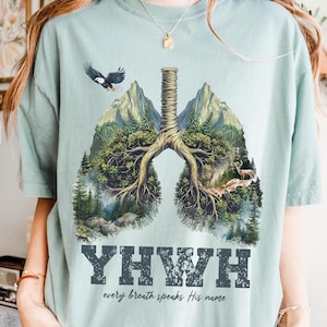 Every Breathe Speak His Name, YHWH Lung Yahweh Shirt YHWH Lungs Shirts Comfort Colors Religious Shirt Christian Minimalist Shirt Faith Gifts