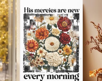 His Mercies Are New Every Morning Canvas, Christian Wall Art, Bible Verse Canvas, Scripture Decor, Religious Home Decor, Faith Sign