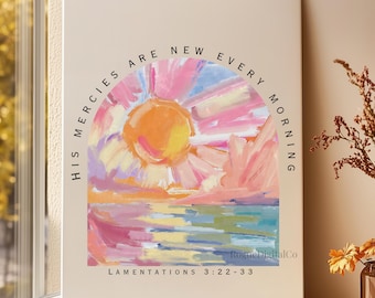 His Mercies Are New Every Morning Canvas, Christian Wall Art, Bible Verse Canvas, Scripture Decor, Religious Home Decor, Faith Sign