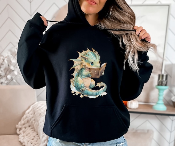 Cute Dragon Hoodie, Dragon Hoodie, Book Dragon, Book Dragon Shirt