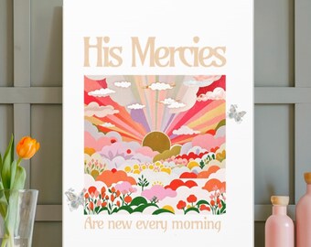 Lamentations 3 Wall Art His Mercies Are New Every Morning Canvas Wall Hanging Bible Verse Farmhouse Christian Art Bible Verse Art Faith Gift