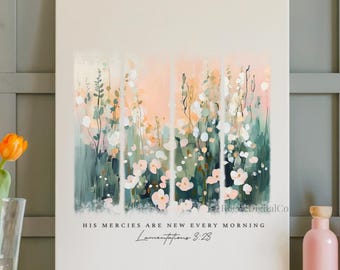 His Mercies Are New Every Morning Canvas, Christian Wall Art, Bible Verse Canvas, Scripture Decor, Religious Home Decor, Faith Sign