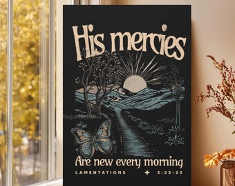 Lamentations 3 Wall Art His Mercies Are New Every Morning Canvas Wall Hanging Bible Verse Farmhouse Christian Art Bible Verse Art Faith Gift