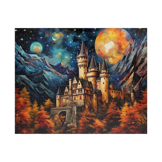 A Castle in Autumn 500 Piece Puzzle - Fall Puzzle, 500 Pieces Puzzle, 500 Piece Puzzles, Hostess Gift Thanksgiving, Fall Gifts for Women