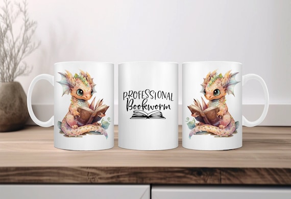 Book Dragon Mug, Library Mug, Bookworm Mug, Bookish Things, Bookish Mug, Book Mug, Librarian Mug/Book Lover Mug/Bookish Gifts/Bookworm Gifts