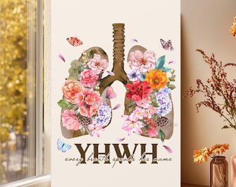 YHWH Every Breath Speaks His Name Canvas, YHWH Art, Christian Wall Art, Worship Decor, Hebrew Scripture Print, Faith Gift, Breath of God Art