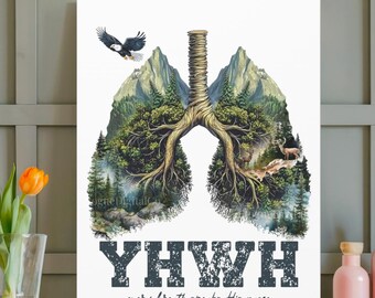 YHWH Every Breath Speaks His Name Canvas, YHWH Art, Christian Wall Art, Worship Decor, Hebrew Scripture Print, Faith Gift, Breath of God Art