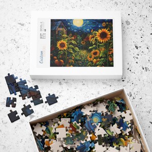 Sonnenblumen & Kürbisse im Herbst 500 Teile Puzzle - Sonnenblumen Puzzle, Kürbis Puzzle, Herbst Puzzle 500 Teile Puzzle Gastgeberin Geschenk Erntedankfest Bild 4